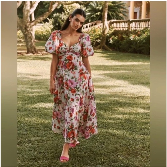 Abercrombie and fitch floral drama puff sleeve maxi dress-size small - Picture 3 of 4